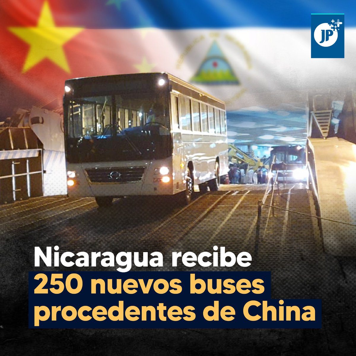 JP+ (@jpmasespanol) on Twitter photo 🇨🇳🇳🇮 Llegan a Nicaragua 250 unidades de buses provenientes de la República Popular China para fortalecer el transporte urbano público del país.
La adquisición de los nuevos buses es parte de las sólidas relaciones económicas, comerciales y de cooperación entre ambas naciones. 🇨🇳🇳🇮 Llegan a Nicaragua 250 unidades de buses provenientes de la República Popular China para fortalecer el transporte urbano público del país.
La adquisición de los nuevos buses es parte de las sólidas relaciones económicas, comerciales y de cooperación entre ambas naciones.