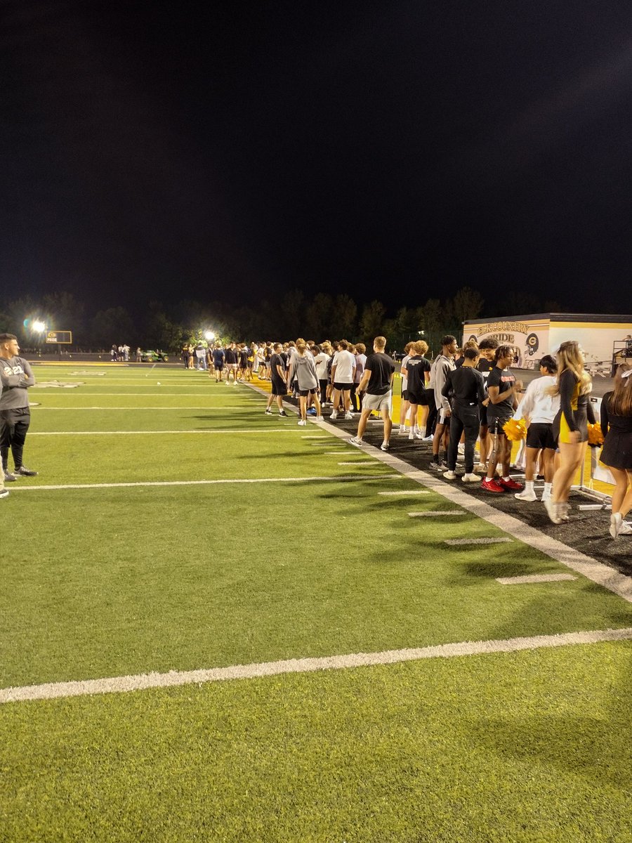 Centerville Football joins the Spirit Squad Cheerleaders here at Saturday Night Lights Cross Country Meet to cheer on the Elks! #GreatSupport