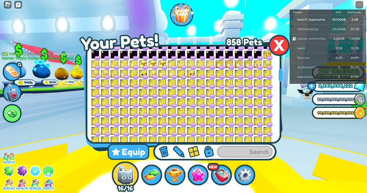 EugamusOrig2's tweet photo. My hard work in PSX and still going and going and going (see the 5th picture in the comments) .... total power of 3.27Qt as Sep 28
#eugamusorig
#f2p
#roblox
#petsimulatorx
#nonstopgrinding
#birthdayboyOnOct5 https://t.co/YKXIPWfyNL