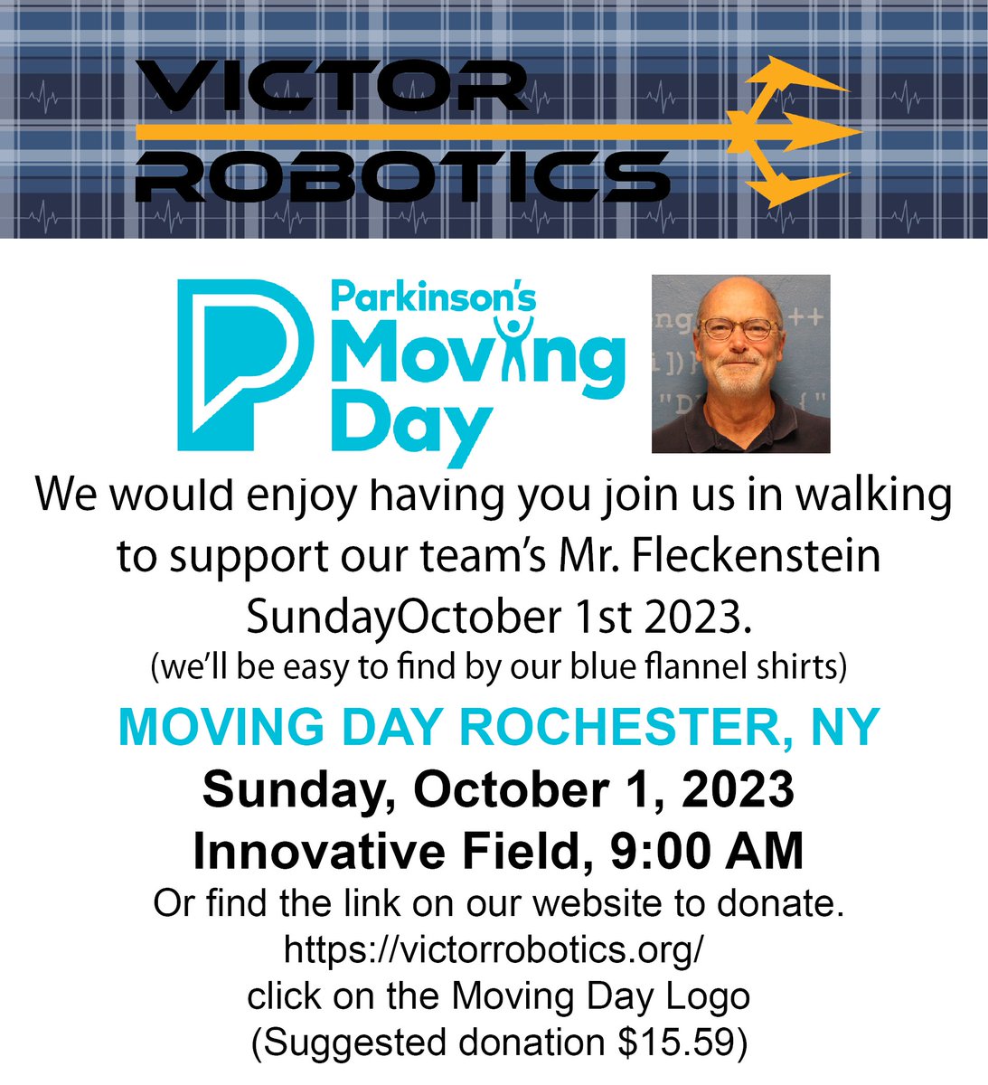 We'd enjoy having you join us in walking with our Mr. Fleckenstein Sunday morning Oct.1st 23 at 9AM