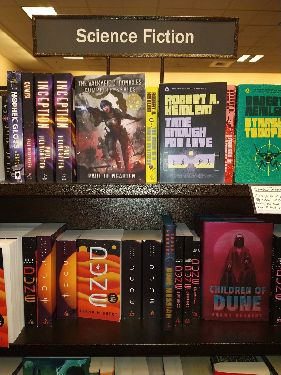 My books are on the shelves of Barnes and Noble in Mandeville, LA for a limited time!  Got me in the sci fi section next to some hack authors like Robert Heinlein, Peter Hamilton, and Frank Herbert 😁