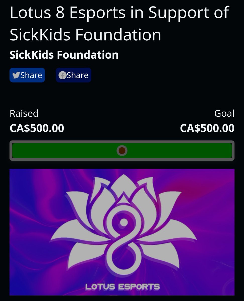 Thank you to everyone who came out to our 2 charity esports event for Rocket League & Apex Legends! We reached our milestone in support of @create4sickkids @sickkidsvs.

Special thank you to @redbullcanada!

Thank you to our beautiful community in support of Lotus 8!