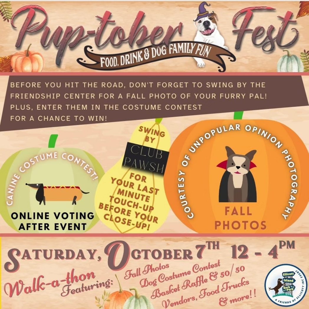 FriendsofElli's tweet photo. Head to Puptoberfest next week!
Pick the pawfect costume for your doggo's fall pic! Once you finish the route, check out @PawshClub for a last minute primp before their Fall Photo by @unpopular_opinion_photography &amp; entery in the Online Costume Contest before you go!! https://t.co/ppHWKeq9mA