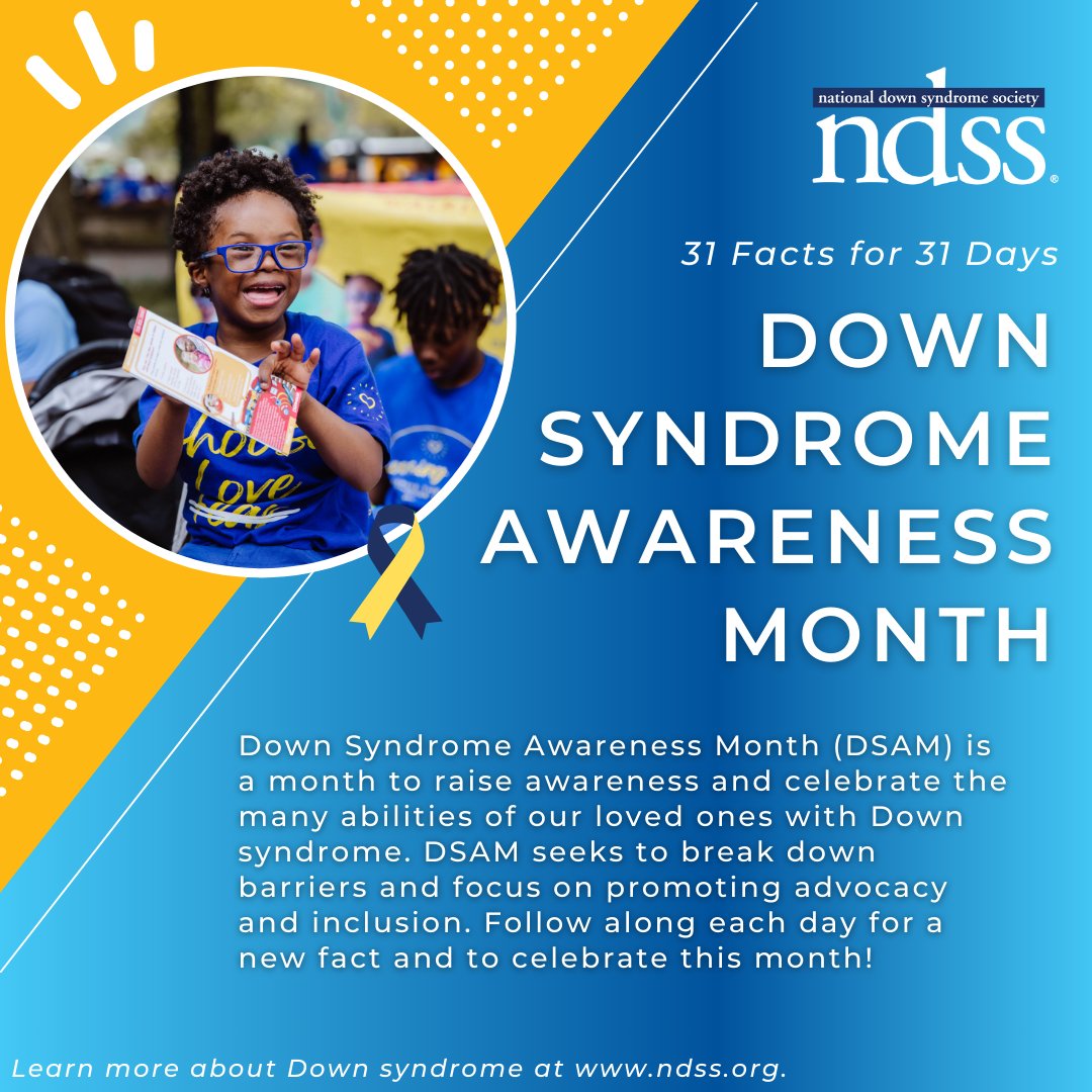 Happy Down Syndrome Awareness Month! 🎉 Each October, we raise awareness and celebrate the abilities of our loved ones with Down syndrome. Check out the link below to learn how you can get involved this year! 💙💛

ndss.org/down-syndrome-…