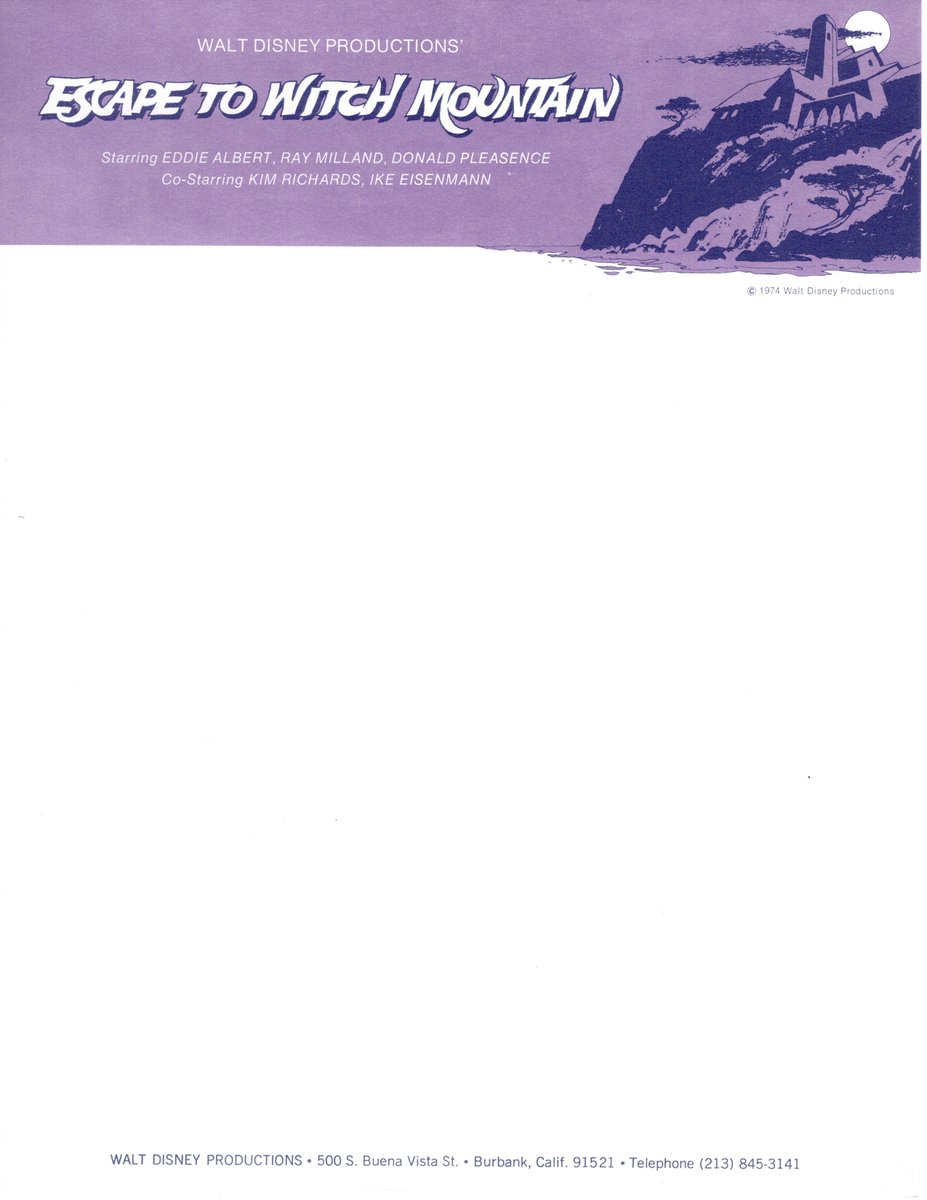 MyChildhoodDis's tweet photo. Studio letterhead from 1974 #Disney #Disney100 #disneymovies #70sdisney https://t.co/e1CdxhWVKF