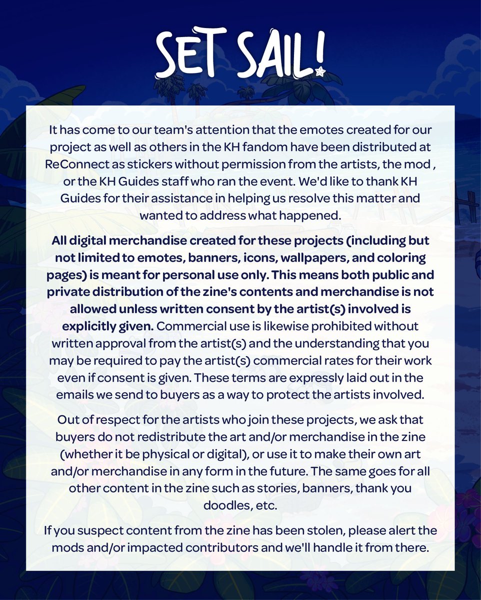It has recently been brought to our attention that several custom emotes from our project were distributed without permission.

We've included more information below, and, on behalf of our mod team and creators, thank you for your support and cooperation in this matter.