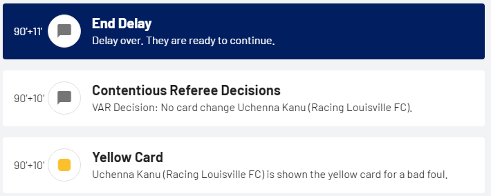 NWSL website says yellow for bad foul.

But it's offside, & then it's not a 50-50 situation.  It's a situation where the attacking player is not allowed to make a play on the ball, and that makes the high boot up for no valid reason.

VAR didn't look at offside. 1/2
#CHIvLOU