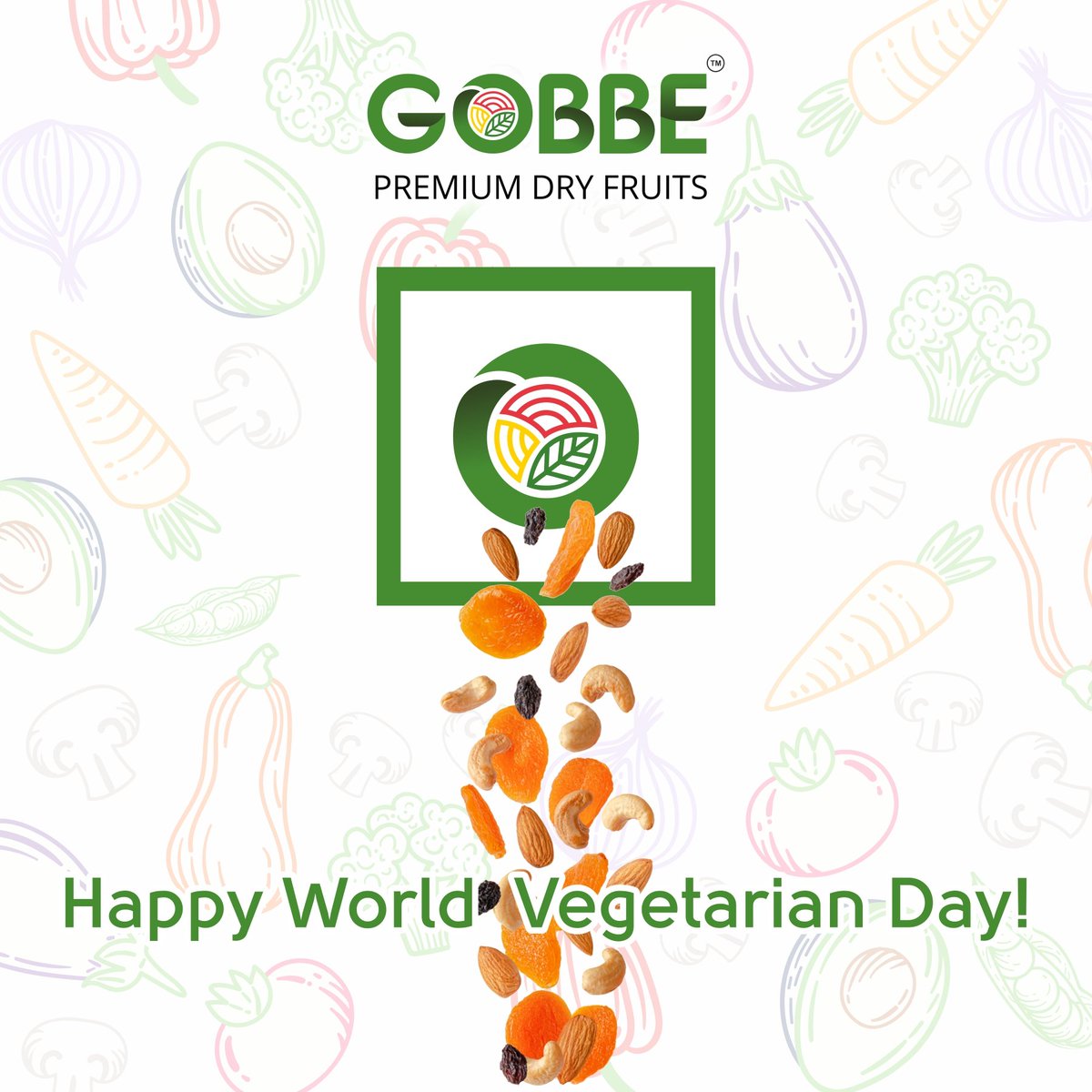 'Plant-powered, savor the flavor of veggies'

Happy World Vegetarian Day!

#WorldVegetarianDay
#WorldVegetarianDay2023
#Vegan #Veggie #VegetarianLife #Gobbe #GobbePremiumDryFruits #GobbeDryFruits #GobbeSnacking #PlantBasedLiving #GoVeggie #VegetarianForHealth #VegetarianFood