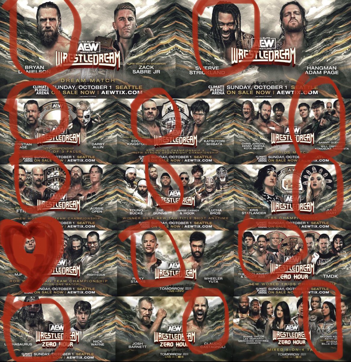 WrestlingGR15's tweet photo. Here are my predictions for #AEWWrestleDream 
So stoked for this absolutely stacked show! https://t.co/JgYzJIQIWC
