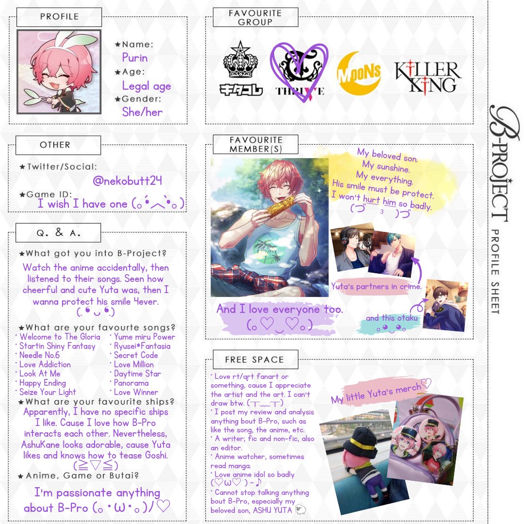 nekobutt24's tweet photo. Yahoo! ヾ(*’O’*)/
Finally, I have an intro card bout me. I've been being a part of this fandom around 7 years (maybe 🤔?)
Lets make a friend w/ me! (。•̀ᴗ-)✧
Feel free if you wanna hmu n I'll reach you out (~‾▿‾)~
#Bプロ #Bprointro https://t.co/c5q9p4xf62
