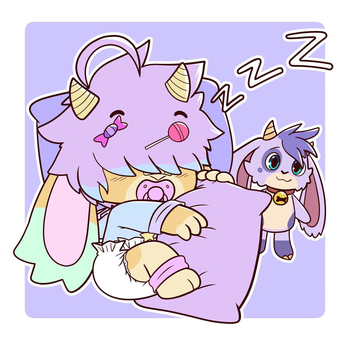 Curious__Buddy's tweet photo. A Super duper cute YCH commission i got from @Pinkitsuu  my candy goat being so sleepy (with paci included)

#babyfur https://t.co/5IHx1iHnk4