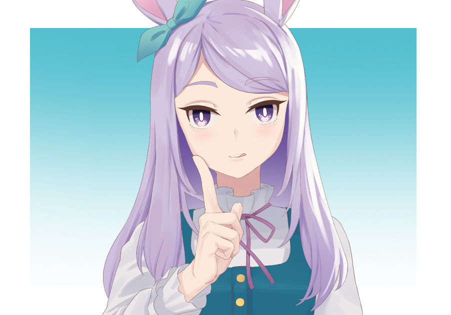 mejiro mcqueen (umamusume) 1girl animal ears solo horse ears long hair purple eyes tongue  illustration images