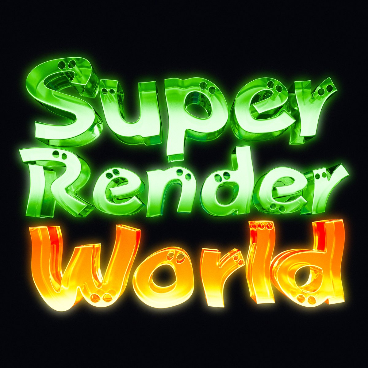 Another <a href="/SRWProject/">Super Render World</a> logo, right in time for the spooky month as this is styled after the Luigi's Mansion 3 logo!

Had a lot of fun messing with the transmissive materials and make them all glowy