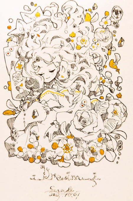 Day.1 Dream(夢)  微睡みに見る現の欠片。  #inktober2023 #kuretake_inktober2023