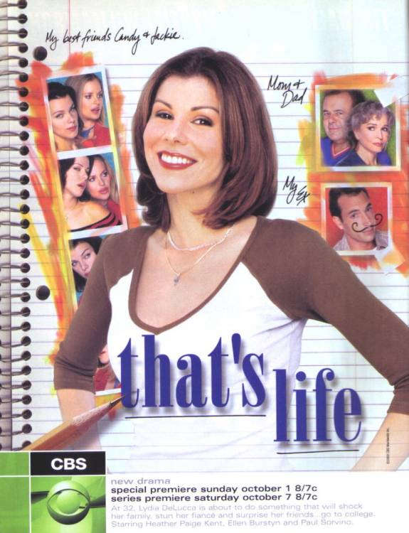 k50cullen's tweet image. In 2000 and 23 Years Ago, #ThatsLife premiered on @CBS on this day and another show that should be in streaming RT and Like if you remember this show. (@HeatherDubrow, @halloweengal, #KristenBauer, #PeterFirth, @debimazar, @BurstynEllen, @rugz19, #KevinDillion, #PaulSorvino,