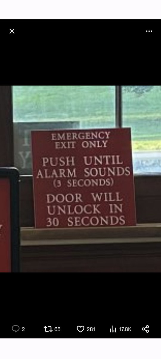 shine0505's tweet photo. @gtconway3d Not really, considering this is the sign on the door he was trying to use that wouldn't open. https://t.co/jahMoK3Kbe