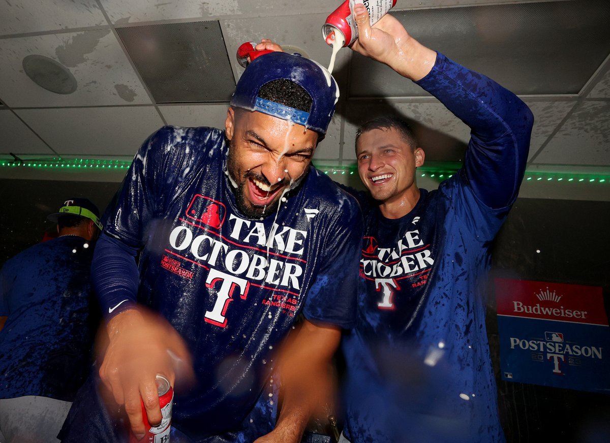 MLB's tweet photo. A night to remember for the @Rangers! https://t.co/07pvVXMMLR