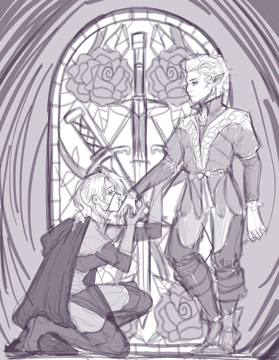 a sketch of my eldritch knight Tav and Astarion because I have no self control. 
#BaldursGate3 #bg3 #BaldursGate3Fanart #Tav #Astarion