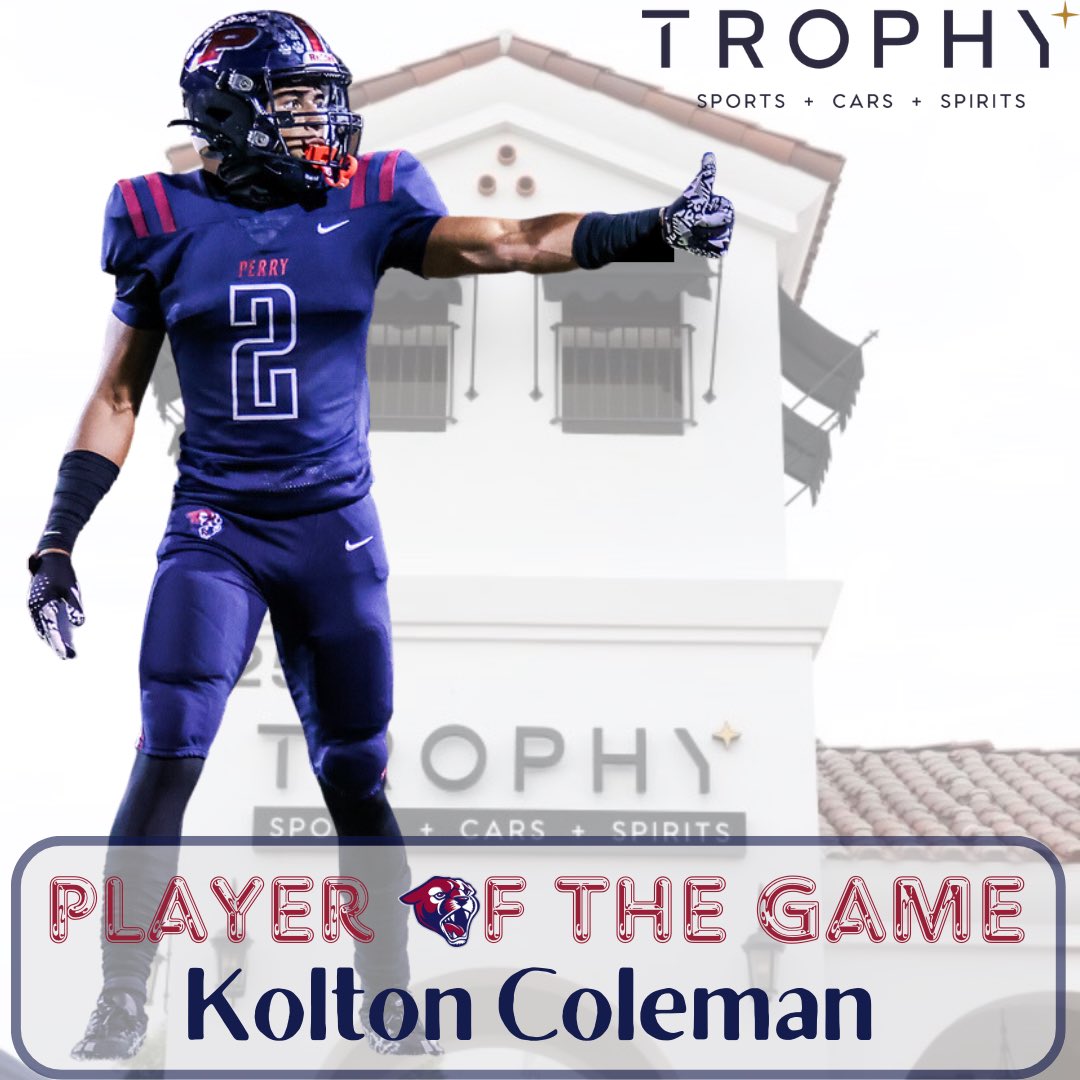 Congratulations @Coleman2_Kolton 🏆 You are #TrophyPlayeroftheGAME 🔥🏈🐾 #PumaNation thanks our exclusive Home Game Day Meal and Player of the Game Sponsor 🏆 #Trophy 🙌🏼