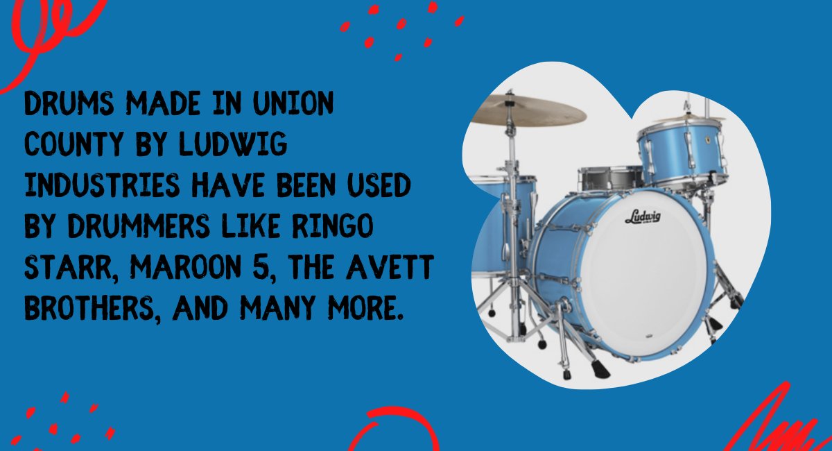 Ludwig Drums, made right here in Union County, have been used by drummers like Ringo Star Maroon 5, The Avett Brothers, and many more. #MakeItInUC #UnionCountyNC #MFGDay23