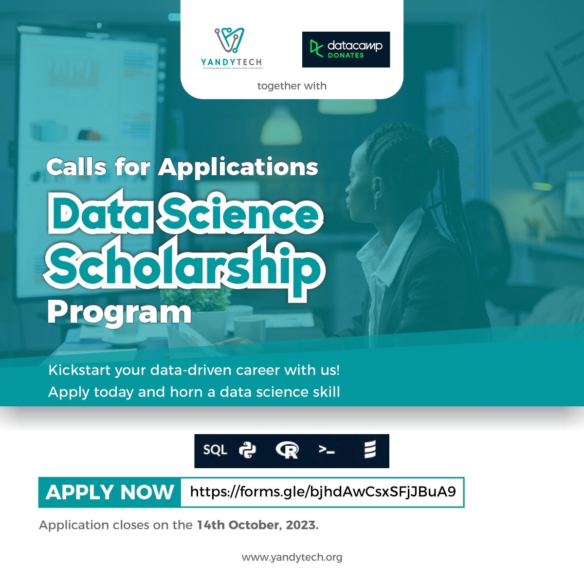 🚀 Call for Applications: Data Science Scholarship Program! 🌟 In the spirit of patriotism and to celebrate Nigeria's 63rd Independence Anniversary, YandyTech Community, in collaboration with @DataCamp under the @DataCampDonates Program, 👉 Apply now: forms.gle/bjhdAwCsxSFjJB…