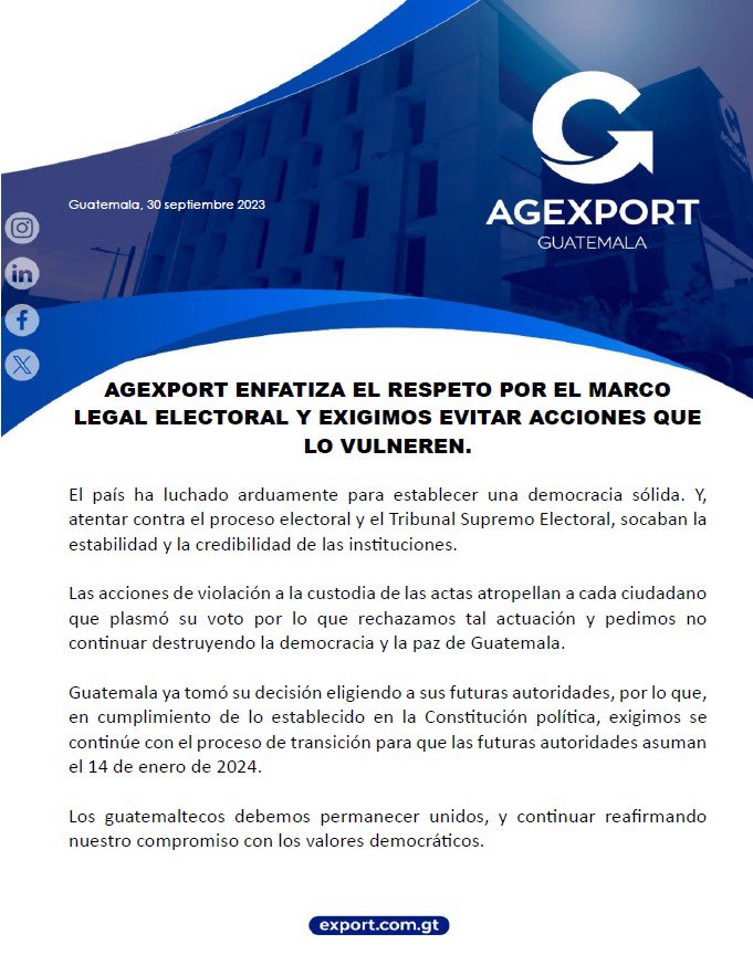 Comunicado #Agexport