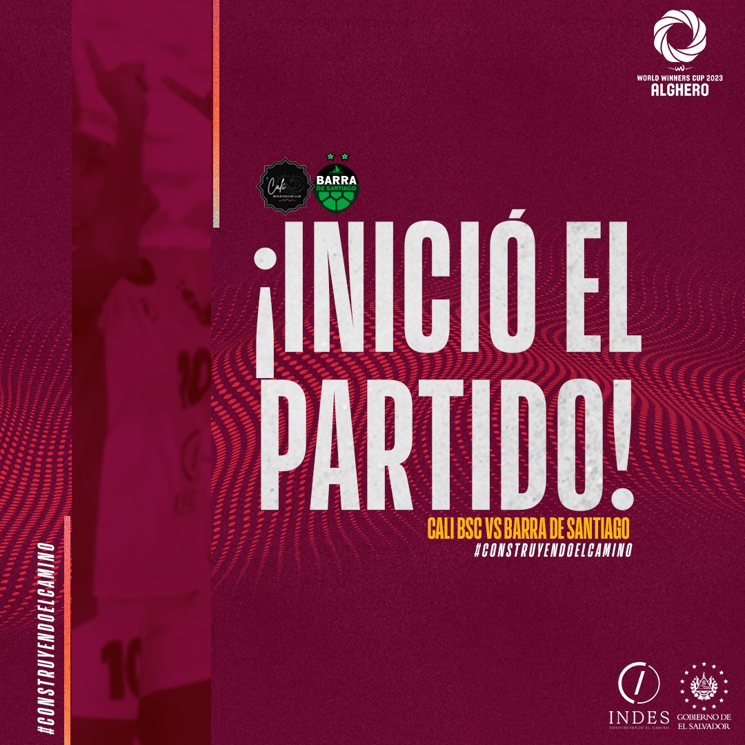 indeselsalvador's tweet photo. #WorldWinners23 | ¡Inició el partido! 🔥👊

Todo el listo para el inicio de nuestra Barra de Santiago 🆚  Cali BSC. 🔝🌊

¡𝗘𝘀𝘁𝗮𝗺𝗼𝘀 𝗰𝗼𝗻 𝘂𝘀𝘁𝗲𝗱𝗲𝘀! 🫂

#ConstruyendoElCamino #BeachSoccer  #WorldWinners23 #Alghero️ https://t.co/Wg1perr8Jm