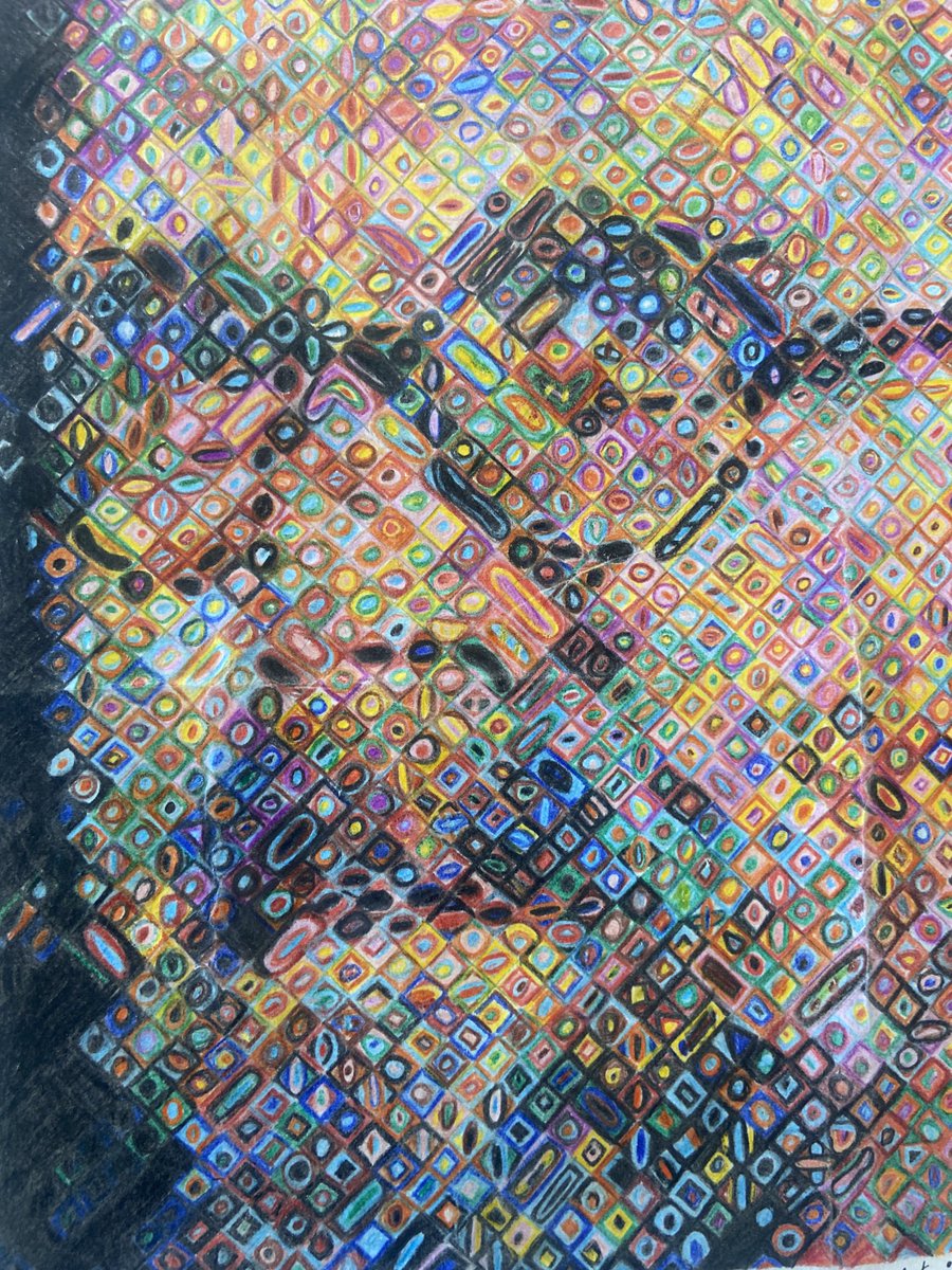 One of my incredibly hard-working year 11 students created this amazing artist copy for her Chuck Close artist research page. The DETAIL 🙌🏻⭐️👩🏻‍🎨 #chuckclose #gcseart #artgcse #artoftheday #edutwitter #teachertwitter #arteducation #arted #artistresearch <a href="/WPolyGirls/">Woolwich Polytechnic School for Girls</a>