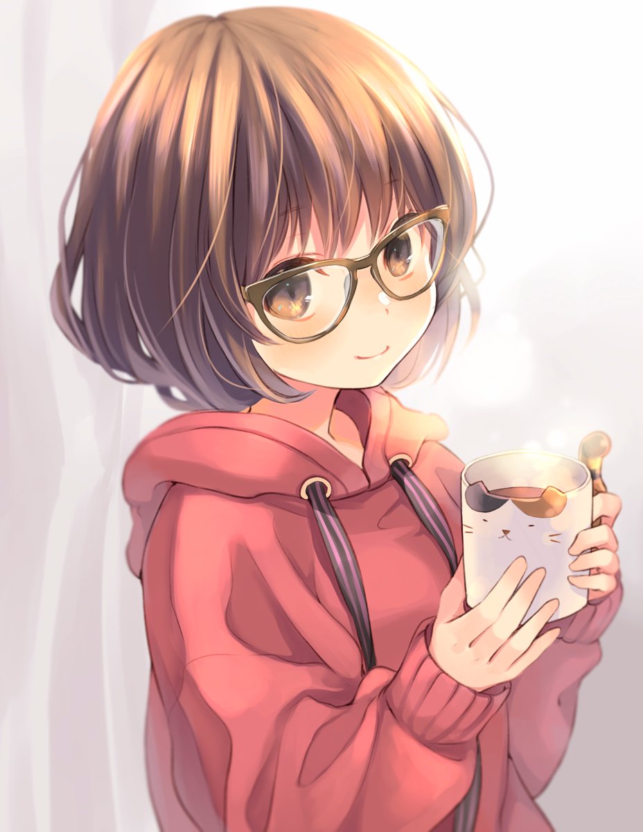 「#メガネの日今日涼しかったから、ココア飲みましたもう秋だ 」|玖珂つかさのイラスト