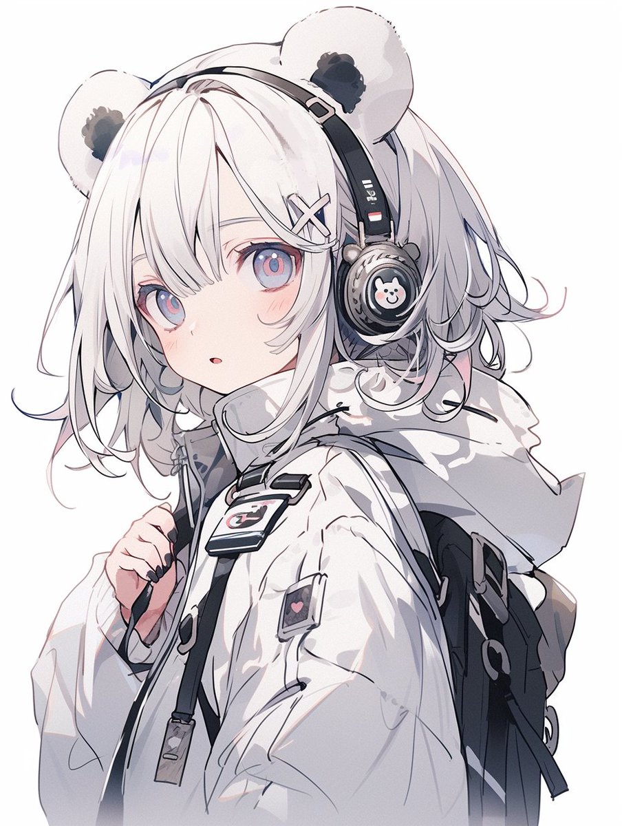 1girl solo animal ears white background jacket upper body looking at viewer  illustration images