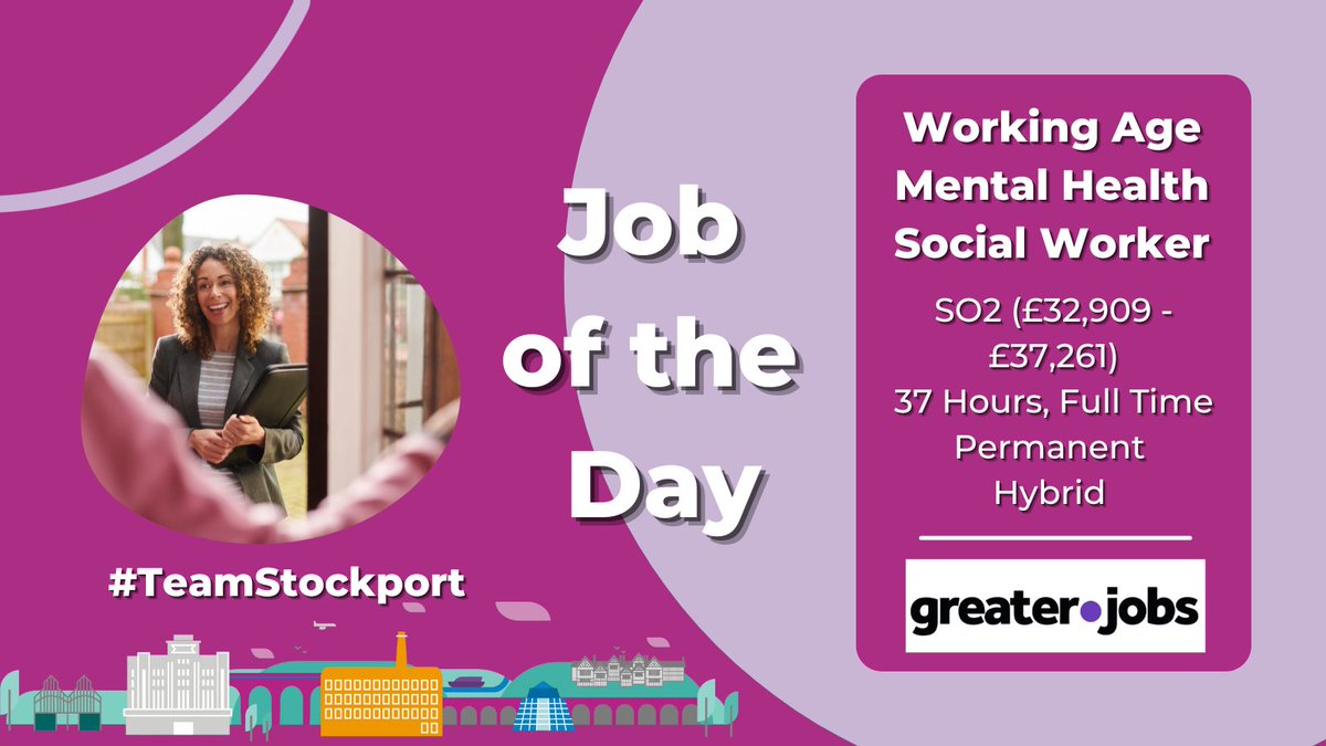 #TeamStockport are looking for a qualified & experienced #socialworker who has knowledge, interest & #passion about #mentalhealth #socialwork to join a well-established #team with supportive management. Find out more 👉 orlo.uk/lr7B2

#StockportJobs #SocialWorkJobs