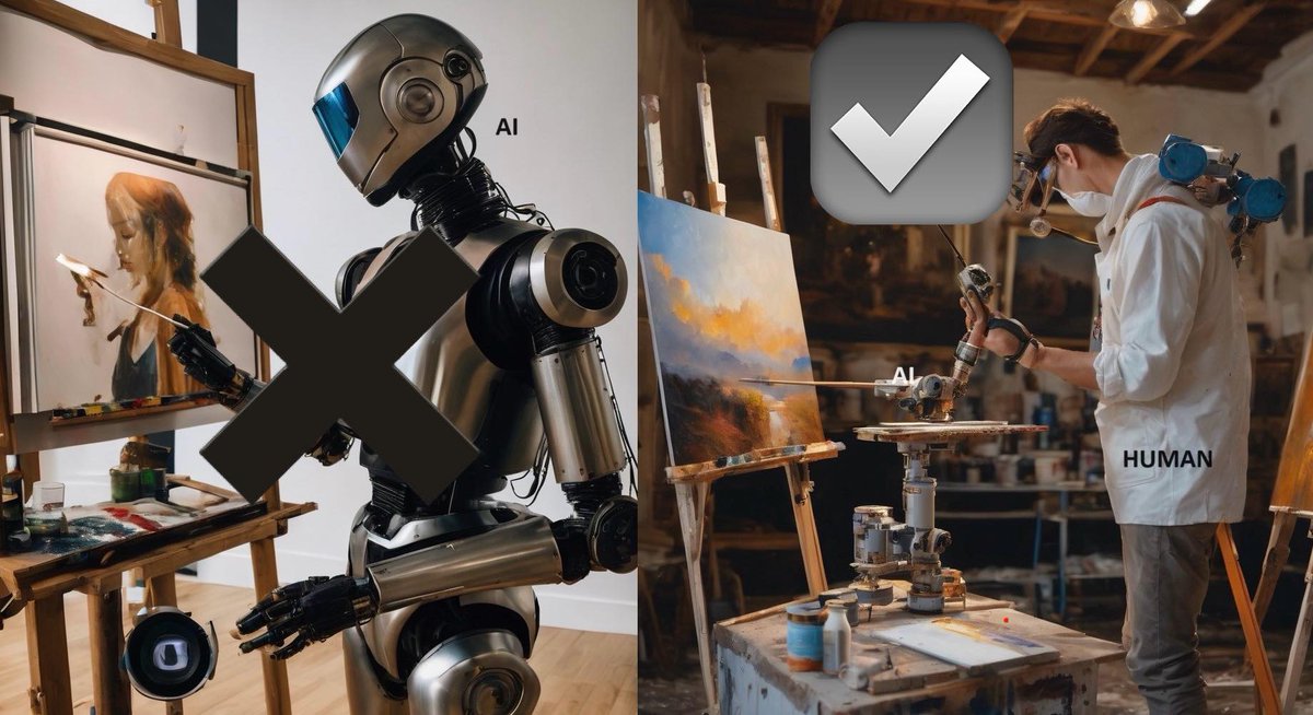 jomcab's tweet photo. "By  approaching AI as an augmentation and empowerment tool rather than a  competitor or replacement, we can harness its potential to benefit  humanity and enhance creative productivity." https://t.co/NBM0FA8bC0