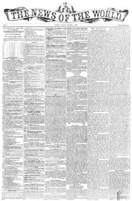 1/10/1843: en #Londres #comienza a #publicarse el #diario #NewsoftheWorld.