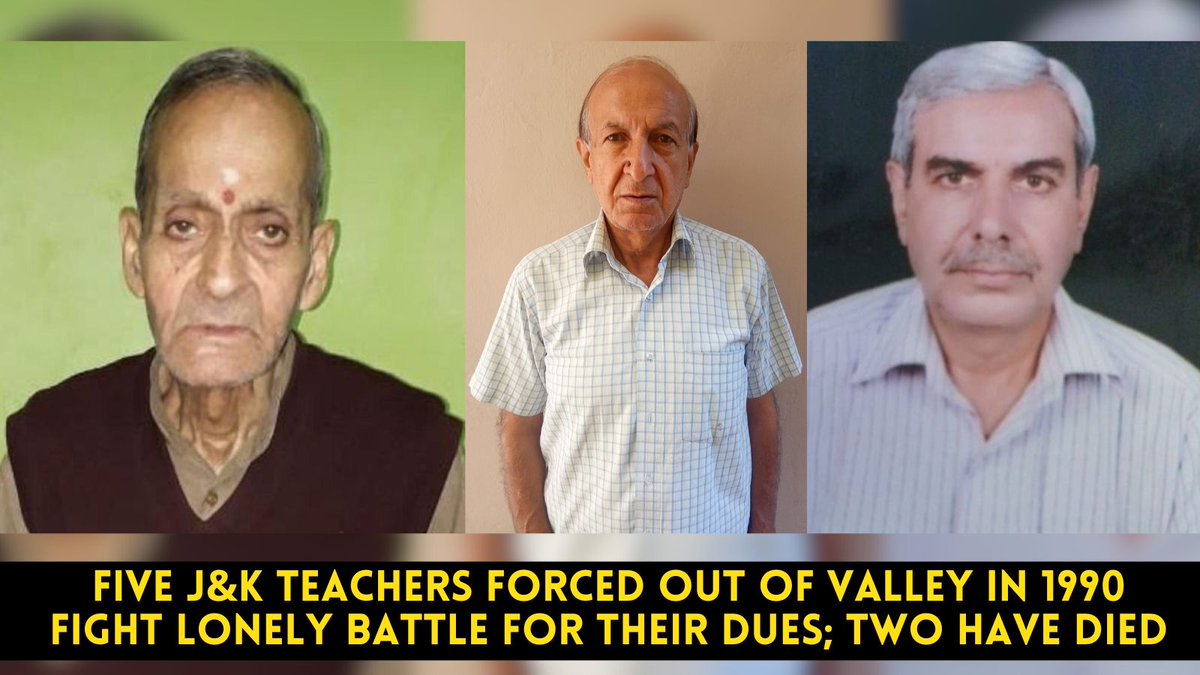 Five #JammuAndKashmir teachers forced out of Valley in 1990 fight lonely battle for their dues; two have died Read: ianslive.in/five-jk-teache… (writes Deepika Bhan) @deepikakbhan
