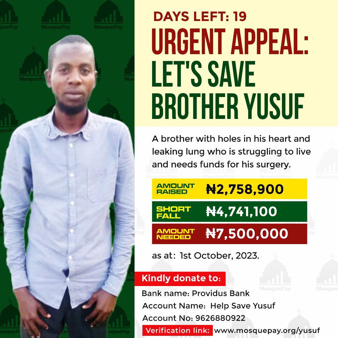 Oluwakkayomi's tweet image. Thank you all for the help so far , but we still have a long way to go, let’s do this again. #helpsaveYusuf