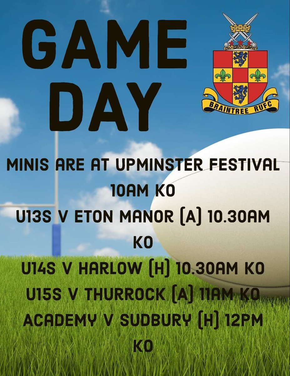 BraintreeRUFC's tweet photo. Good luck to all our junior teams today, especially our U7s who are just starting their match day journey #upthetree β«οΈπ‘π https://t.co/f1zYpQKdmd
