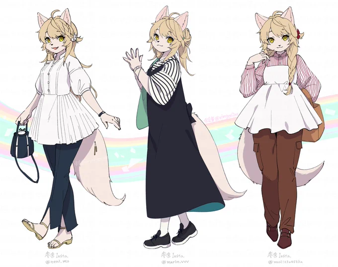#先月描いた絵を晒そう インスタファッション参考にしたケモノ女子高校生いちりちゃん