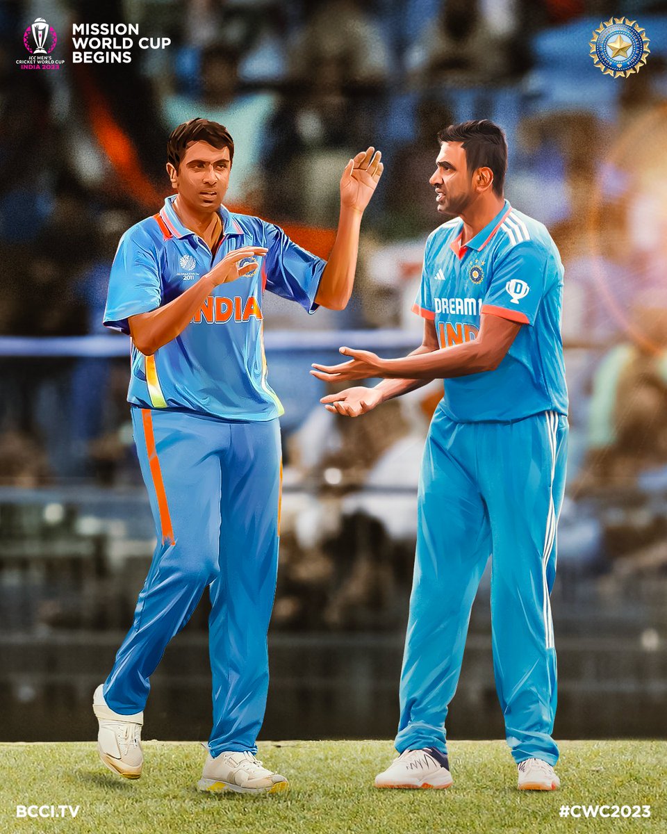 BCCI's tweet photo. Batch of 2011 ➡️ Batch of 2023

Virat Kohli 🤝 R Ashwin

𝗠𝗶𝘀𝘀𝗶𝗼𝗻 𝗪𝗼𝗿𝗹𝗱 𝗖𝘂𝗽 𝗕𝗲𝗴𝗶𝗻𝘀 🏟️

#TeamIndia | #CWC23 https://t.co/AfUJeL0nas