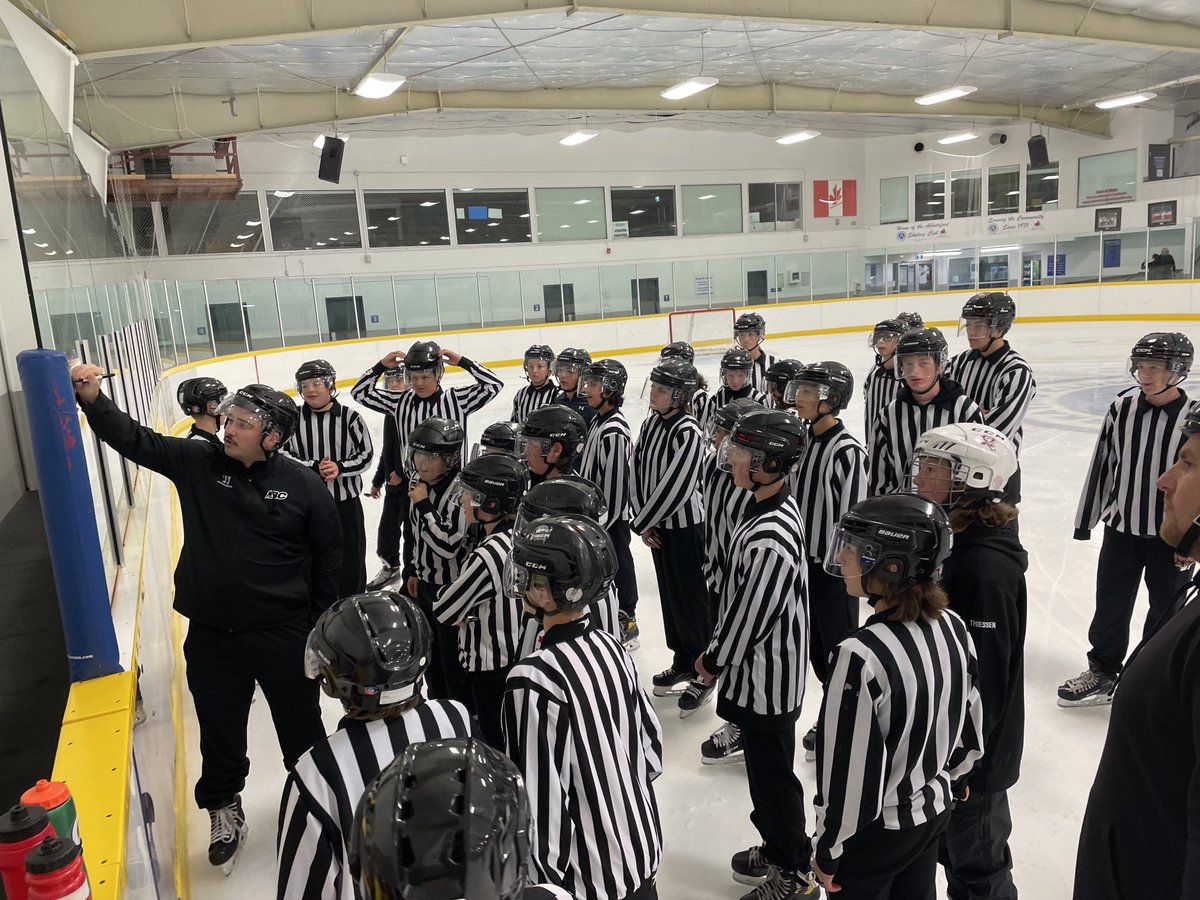 33 first year level one BCHockey Officials fill the ice inside Matsqui Recreation Centre Saturday night as part of their Hockey Canada inaugural Certification for the 2023/24 season. Welcome to the Team!