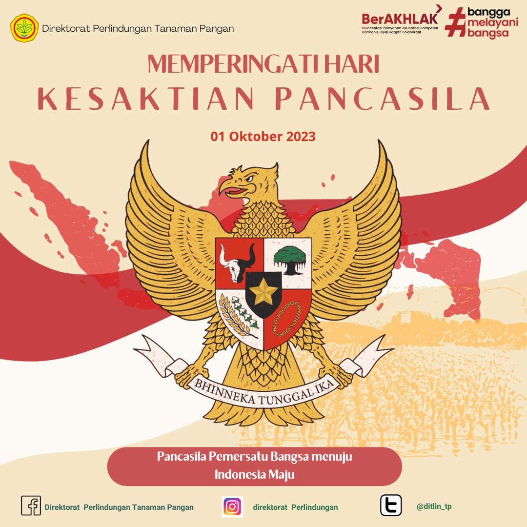ditlin_tp's tweet photo. Selamat Memperingati Hari Kesaktian Pancasila, 1 Oktober 2023

"Pancasila pemersatu bangsa menuju Indonesia maju"

#sahabatperlintan
#POPTKeren
#amanpanganramahlingkungan https://t.co/katKFthhzd