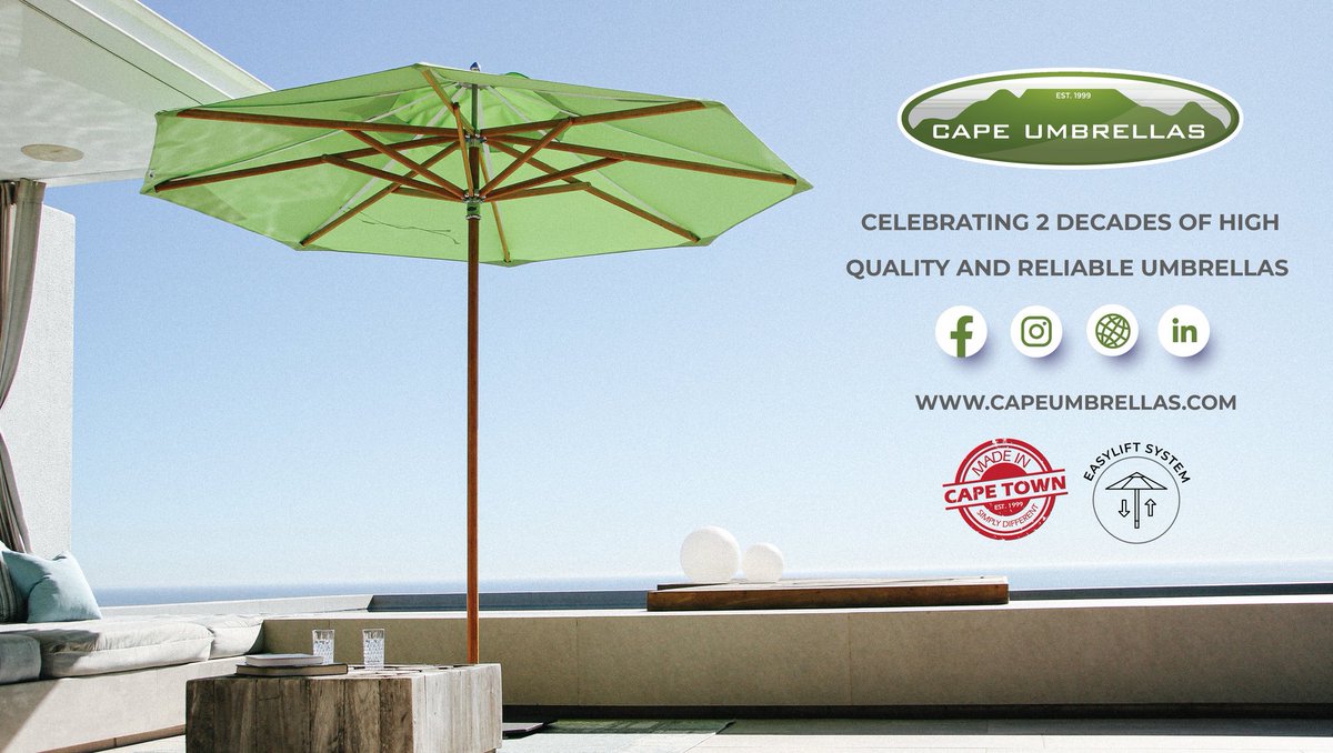 SARugbymag's tweet photo. Proudly manufactured in Cape Town, South Africa. Experience the African sun, protected by African shade. @CapeUmbrellas
https://t.co/ZUCje6lmu9
#patioumbrella #shade #proudlysouthafrican #outdoorliving #umbrellas #shadesolution #casualliving #parasol #southafrica #easylift https://t.co/luEWgN75ji