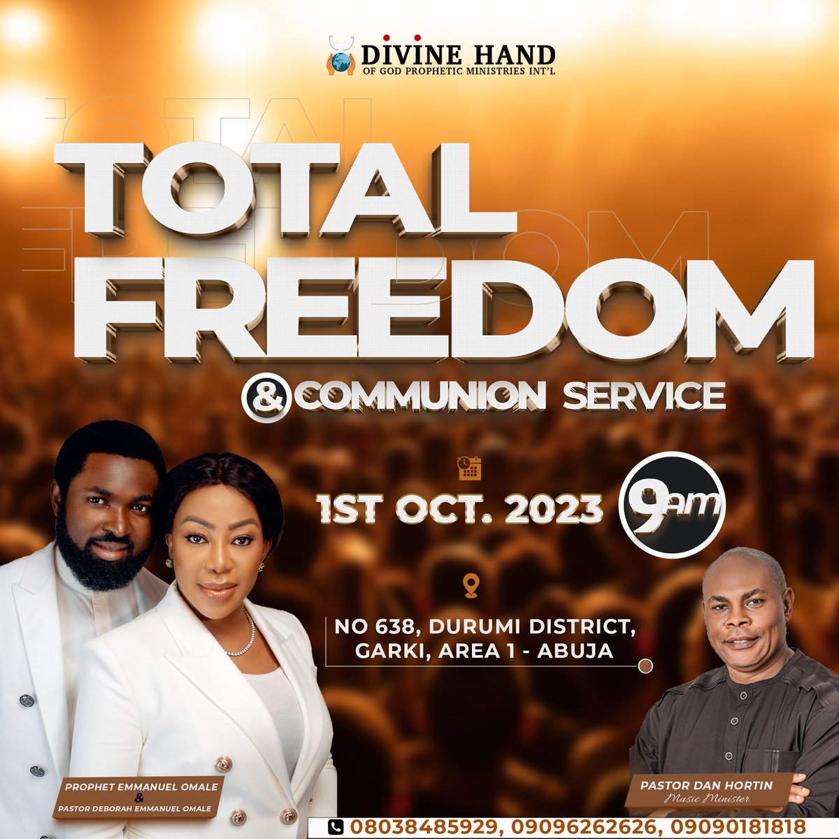 prophetdromale's tweet photo. The Lord is set to do great things in your life in today's program TOTAL FREEDOM 
(Today).

Don't miss it. 

We will be Live on YouTube (Prophet Dr. Emmanuel Omale), on Facebook (Prophet Dr. Emmanuel Omale), on Twitter (Prophet Dr Emmanuel Omale) and also on Divine Hand Tv https://t.co/jxHzqZVIx8
