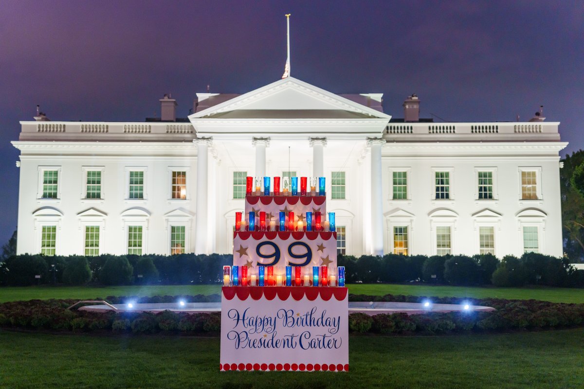 A special display at the White House in celebration of former President Jimmy Carter’s 99th birthday.

Happy Birthday, President Carter!