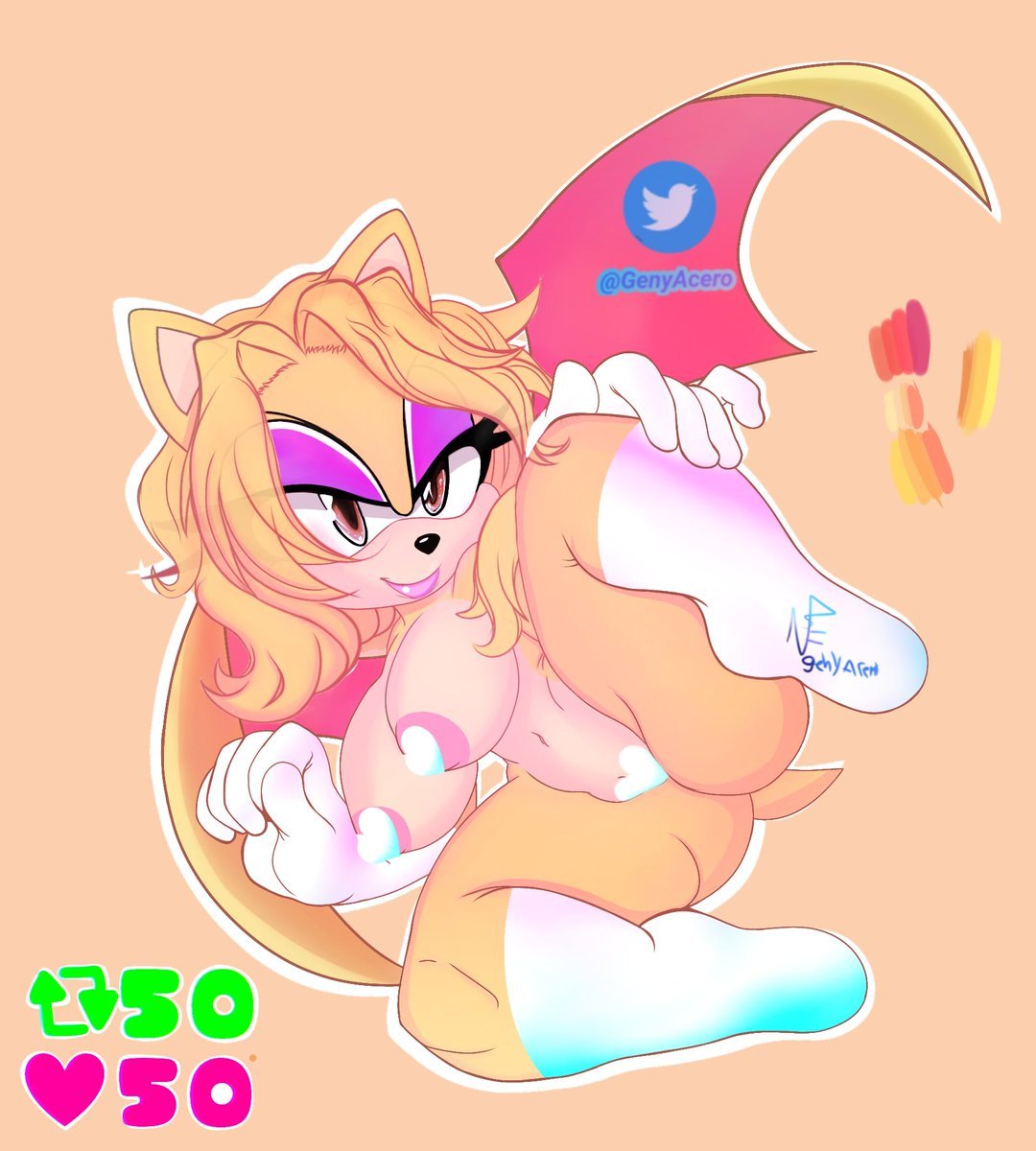 OofAunty's tweet photo. Since I got instantly blocked for calling them on the theft, heads up on @GenyAcero 
Art theft (original Rouge pose is by Bandlebro )

Don't commission / get work from them if they're stealing people's artwork https://t.co/pHLJrSV7H2
