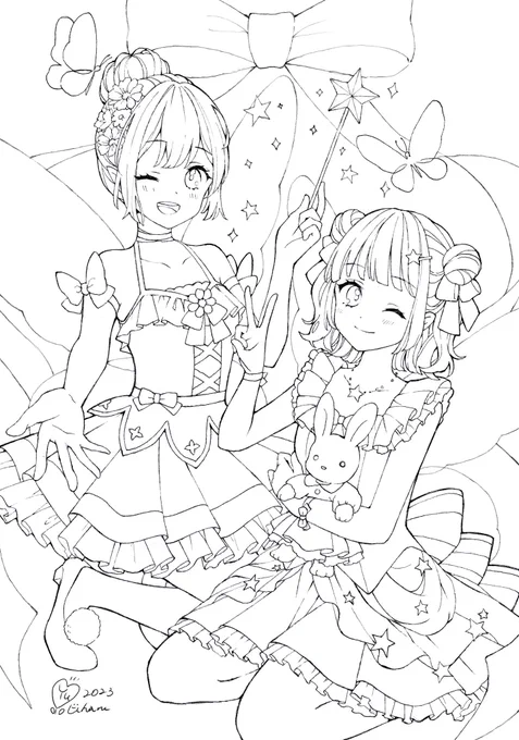 娘ちゃんのお誕生日イラストの線画
よろしければ塗り絵にどうぞお使い下さい🌸印刷して使って下さい。色違いツリーにあります。

※制作報告は不要ですが、もしSNSに載せる際はゆゆはるの名前を載せること。線画の自作発言や販売は禁止です🙅‍♀️(サイン消さないで下さい) 