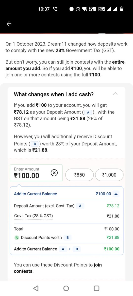 Jeethoney27's tweet photo. Dream11 MasterStroke 💥💥

Entire Fantasy Field was worried about the Future of Fantasy games ! Here arrives the 👑

No GST Burden on users !
Dream11 leads , other follows !!
You can copy but can't compete !

Truly happy !
Thanks @Dream11 

#Dream11 #gst #onlinegaming https://t.co/TGqI6CEyII