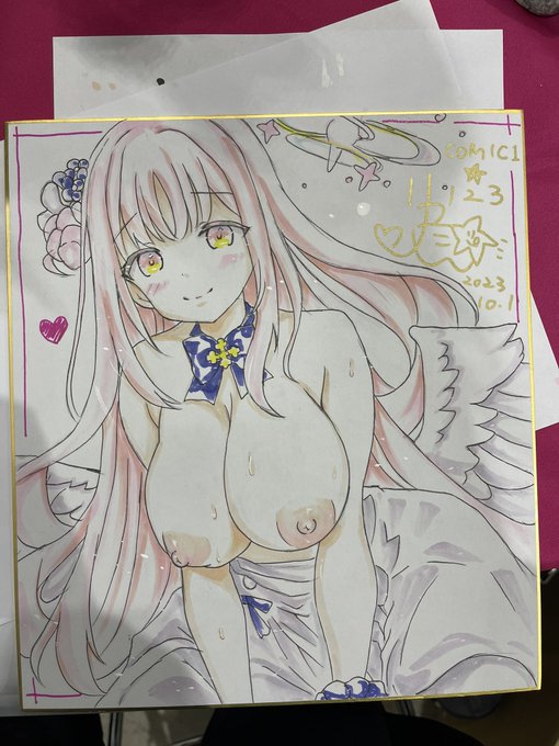 ミカ色紙こんな感じになりました!お渡し済み!今日はありがとうございました!残ってる色紙は仕上げてサンクリに持ち込みます! 