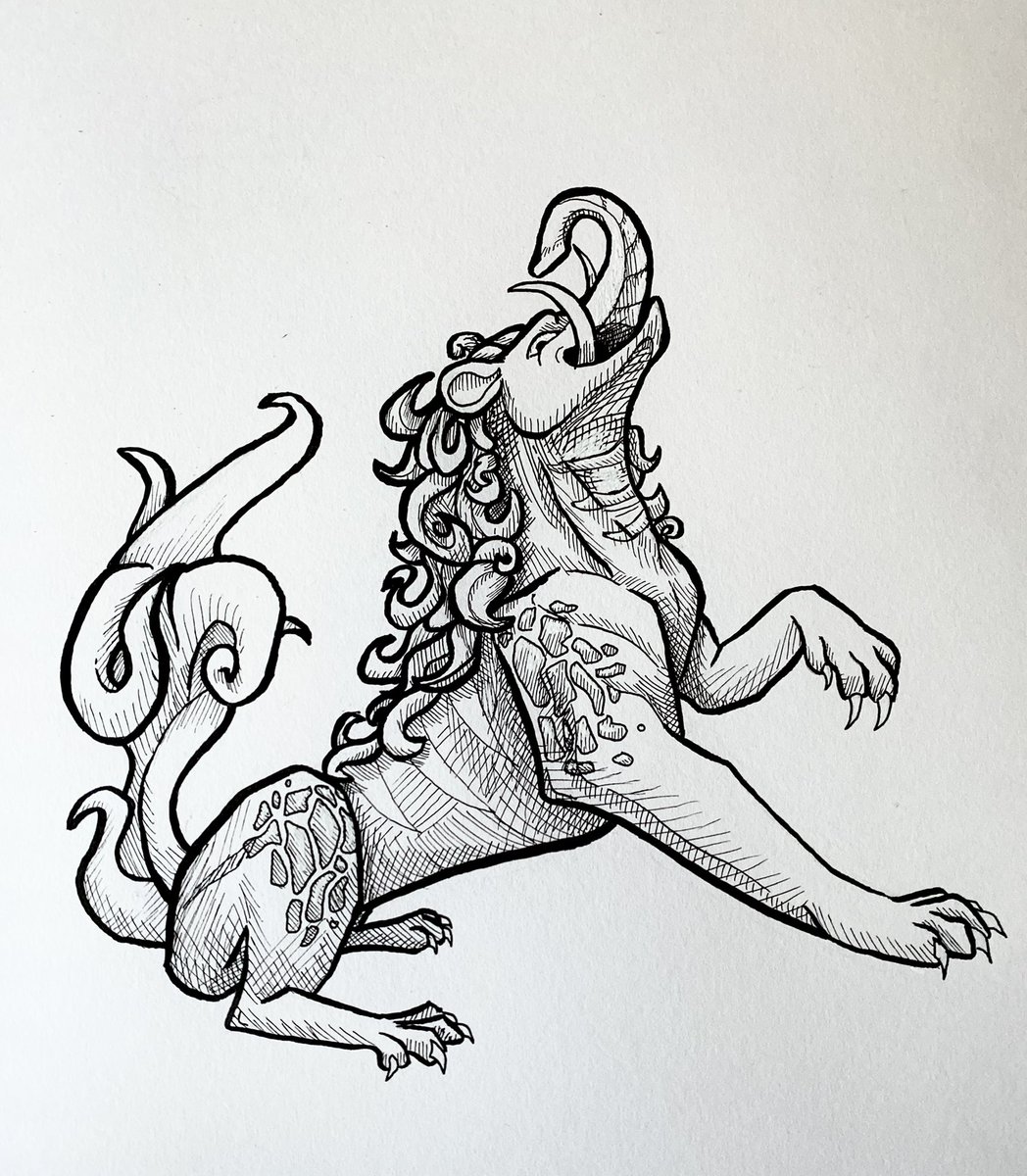 TeknoCheez's tweet photo. It’s a Baku, a Japanese yokai that eats dreams! Here’s a slightly unfinished version with no background because I’m not a huge fan of how the background turned out. https://t.co/9vw3vm7SY0