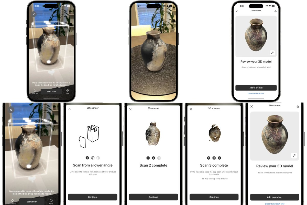 hungmth's tweet image. Shopify allows you to scan objects into 3D Models and upload them into your shop with iOS 17.

Read more: shopify.com/blog/shopify-a…