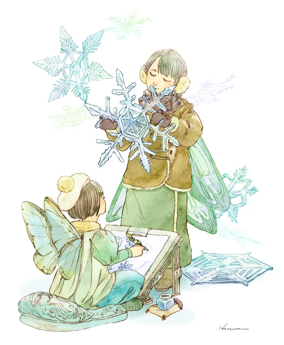 カレンダー用イラストです!『ひとときのこと』 シャープペンシル/Photoshop/透明水彩#illustration #イラストレーション #創作イラスト 